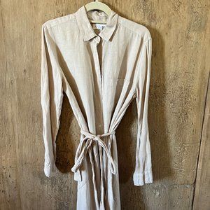 Beige Midi Tie Waist Dress With Long Sleeves by Velvet